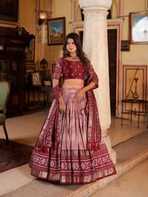 Valudi Wedding Special Silk Lahenga Choli (Maroon)