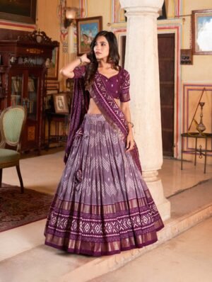 Valudi Wedding Special Silk Lahenga Choli (Wine)